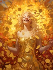 Portrait of happy woman symbolizing abundance