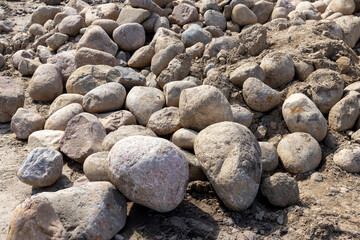 large stones on the construction site used for construction
