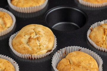 baked delicious and fresh cupcakes in cupcake molds
