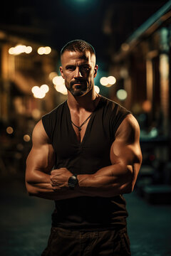 Portraits of nightclub, bouncers