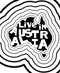 Australia, Map, Continent, Vector, Illustration, Design, Wall Art, Poster, Monochrome, Black & White