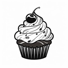 illustration of vector illustration of a cupcake in the style, Generative ai