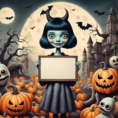 Cute cartoon pinup witch