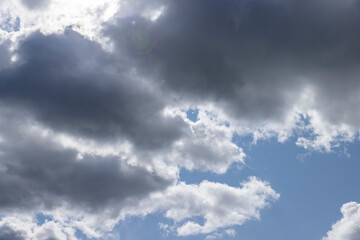 clouds in the blue sky in cloudy windy weather