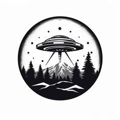illustration of vector illustration of an ufo logo  in the style of hig, Generative ai