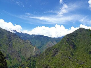 [Peru] Beautiful mountains and blue sky seen from Machu Picchu