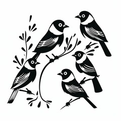 illustration of vector illustration of cute birds in the style of hig, Generative ai