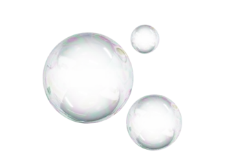 Foto op Plexiglas 3D Soap bubble floating on white background. Water foam bubbles with rainbow colors. Realistic iridescent ball. Soap transparent balloon. 3D Rendering © accogliente