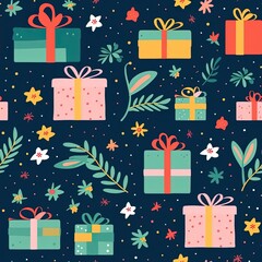Happy Christmas Seamless Patterm cartoon background