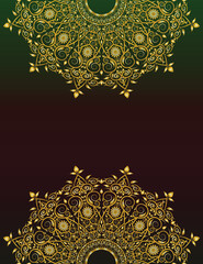 Abstract golden double ornamental circle border frame design vector