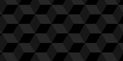 Abstract geometric black block cube structure mosaic and tile square background. Seamless geometric pattern abstract background. abstract cubes geometric dark black color backdrop hexagon technology.