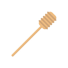 Flat icon wooden honey spoon isolated on white background. Vector illustration.