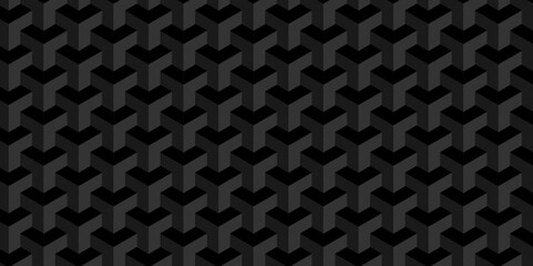 Abstract geometric black block cube structure mosaic and tile square background. Seamless geometric pattern abstract background. abstract cubes geometric dark black color backdrop hexagon technology.