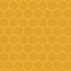 Seamless pattern of honeycomb isolated on yellow background. Vector illustration.