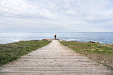 Cliff in park of the menhirs in Hercules Tower coast a Coruna, Galicia, Spain