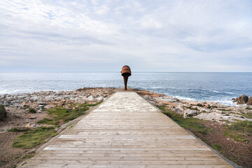Cliff in park of the menhirs in Hercules Tower coast a Coruna, Galicia, Spain
