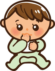 手をくわえているあかちゃんのイラスト