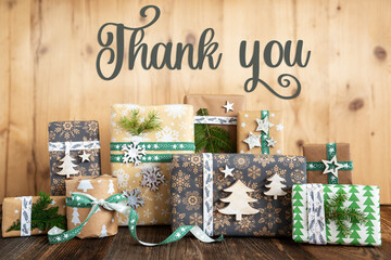 Text Thank You, Rustic, Eco Christmas Background