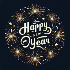 Happy New Year. Lettering text for Happy New Year