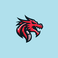 A Sleek and minimalist logo of dragon head, vector dragon logo
