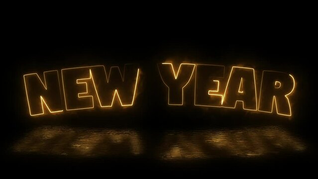 Happy New Year 3d text animation video ,  3d New year celebration background animation,  new-year typography, new year motion loop, happy newyear neon background ,new years, january new-year, 2024
