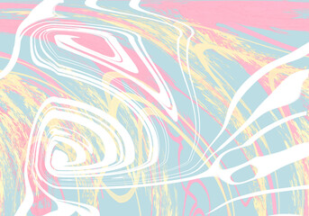 Pastel dream whirls of soft hues and serenity. abstract sweet blue pink and yellow flow liquid marble acrylic watercolor wave horizontal on transparent background.