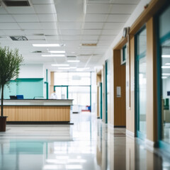 Blurred Hospital Corridor: Entrance Lobby, Intensive Care, Surgeon's Room