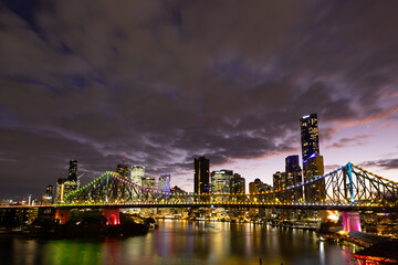 Story Bridge and Brisbane Skyline in Australia - obrazy, fototapety, plakaty