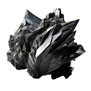 Black shungite stone isolated on white background. High quality photo