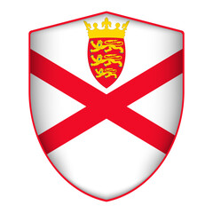 Jersey flag in shield shape. Vector illustration.