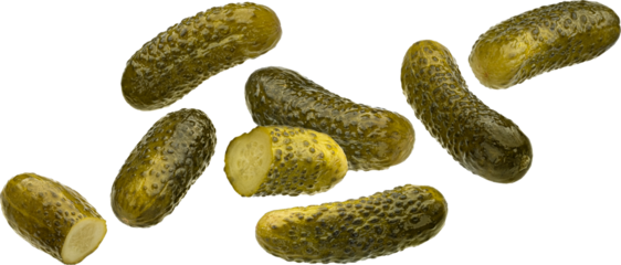 Marinated cucumbers, pickled gherkins isolated