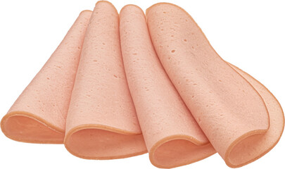 Boiled ham sausage slices isolated