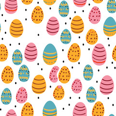 Easter background with colorful eggs on whit 