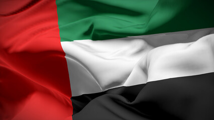 Close-up view of United Arab Emirates National flag.