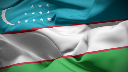 Close-up view of Uzbekistan National flag.