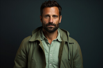 Fototapeta premium Picture of a handsome groomed man created with generative ai technology isolated on dark grey background