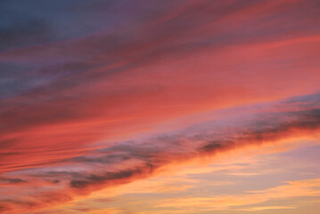 A sunset. Heaven, orange sky Sun rays Wallpaper