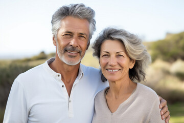 Generative AI photo of beautiful lovely cheerful couple photographing together isolated on grey background