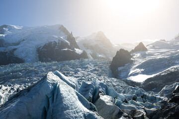 Glacier des Bossons seen from La Jonction in Chamonix