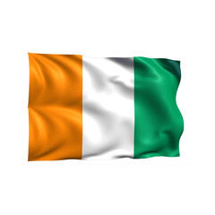 Fototapeta premium Ivory Coast national flag on white background.