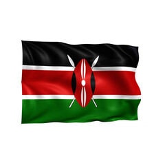 Kenya national flag on white background.