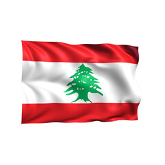 Lebanon national flag on white background.