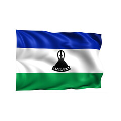 Lesotho national flag on white background.