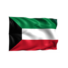 Kuwait national flag on white background.