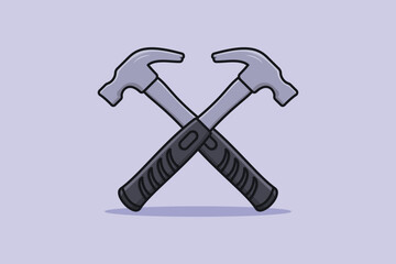 Claw Hammer tool vector illustration. Working tools equipment objects icon concept. Claw Hammer tool in cross sign vector design on purple background.