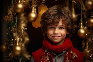 Fototapeta na wymiar Generative AI image of adorable child enjoying new year magic time ourdoors