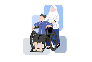 Wheelchair bound patient and caretaker