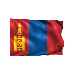 Mongolia national flag on white background.