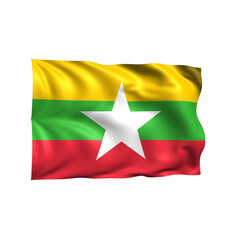 Myanmar national flag on white background.