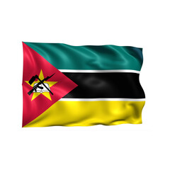 Mozambique national flag on white background.